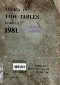 Admiralty Tide Tables Volume 1 Tahun 1981 European Waters Including Mediterranean Sea