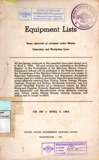 Equipment Lists Items Approved or Accepted Under Marine Inspection and Navigation Laws CG 190 April 1962