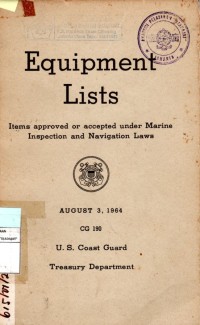 Equipment Lists Items Approved or Accepted Under Marine Inspection and Navigation Laws CG 190 August 3 1964