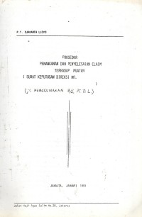 Prosedur Penanganan dan Penyelesaian Claim Terhadap Muatan