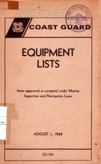 Equipment Lists Items Approved or Accepted Under Marine Inspection and Navigation Laws CG 190 August 1 1968